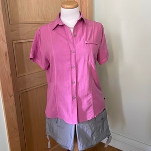 Vintage Woolrich Pink Short-Sleeved Hiking Shirt, Size M